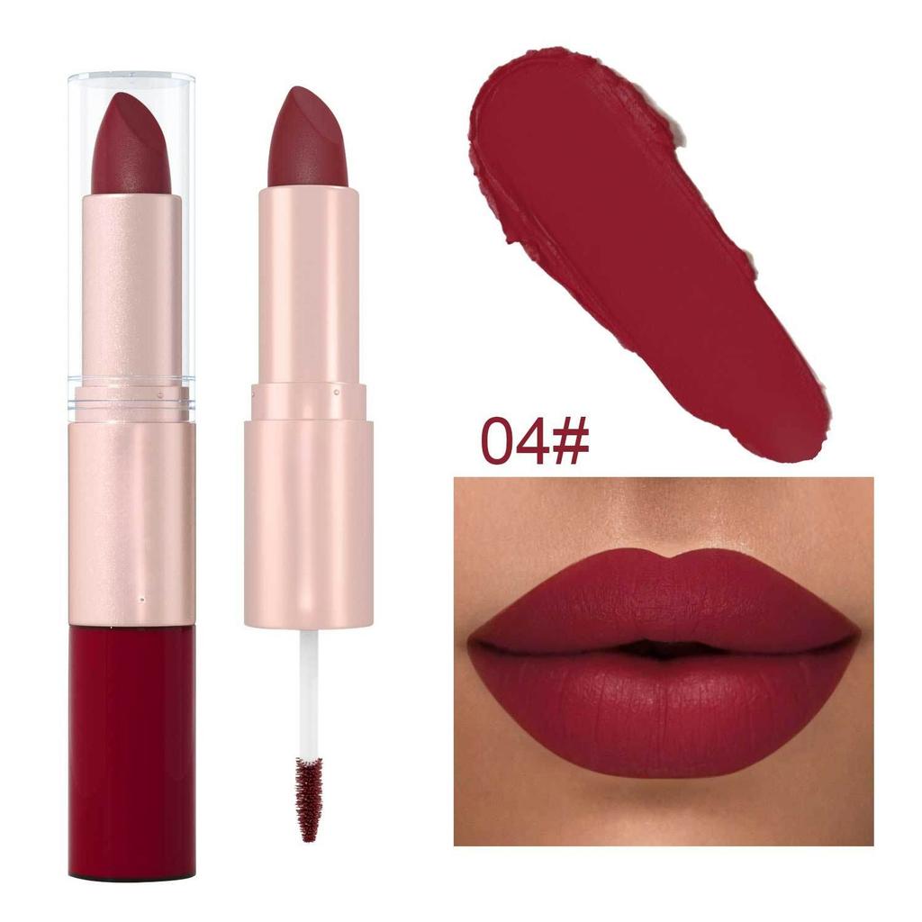 12-color Matte Velvet Lip Gloss Waterproof and Long-lasting Liquid Lipstick Non-stick To Cups Lip Color Pigment Cosmetic Lipstick and Lip Gloss In One