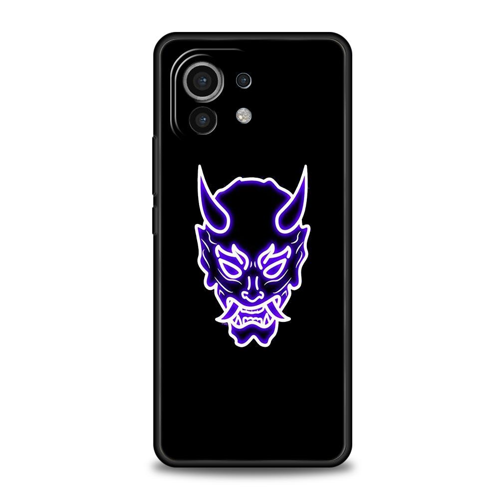 Чехол для Xiaomi Poco X4 X3 NFC F3 F4 M3 M4 Mi Note 12T 10 11 Ultra 11T 13 Pro 10T 12 Lite 9T 5G Мягкий чехол Samurai Oni Mask неоновая