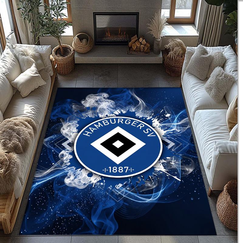 Hamburger SV Football Print Crystal Velvet Rug, Comfortable Water Absorbent Non Slip Indoor Floor Carpet