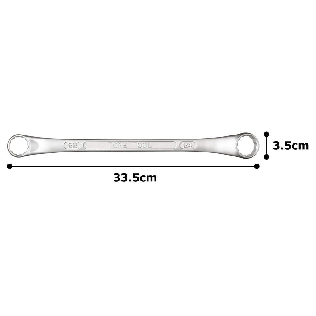 TONE Long Mechanic Box Wrench X Width Across Flats 22 X 24mm (45° 10°) M44-2224