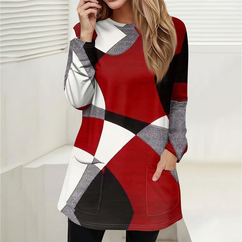 Женская толстовка, пуловер, спортивная одежда, карман, принт, повседневный топ с круглым вырезом и длинными рукавами