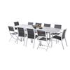 Salon de jardin Ensemble ModuloWood T 6/10 + F 6 + C 4 Verre Déco Bois Blanc Blanc Wilsa Garden