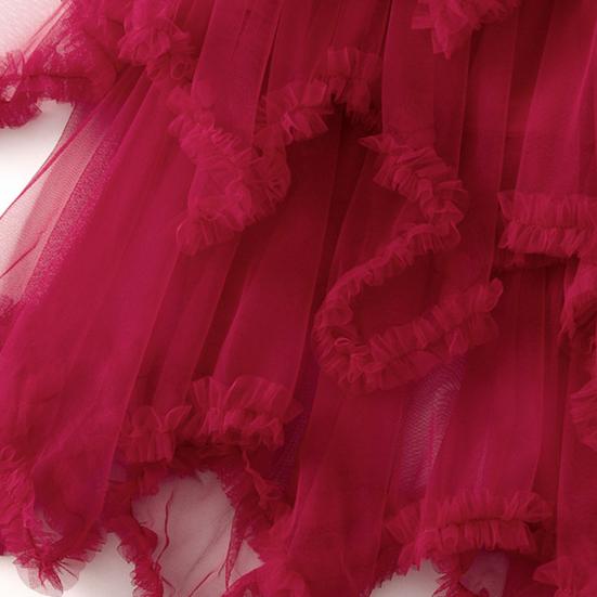 Женская юбка-торт, средняя посадка, эластичный пояс, неровный подол, юбка-миди, однотонная сетчатая длинная юбка, повседневная одежда