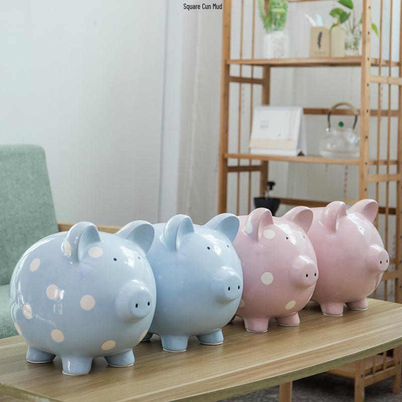 Large Ceramic Piggy Bank for Kids - No Outflow Savings Jar, Perfect for Coins and Gifts