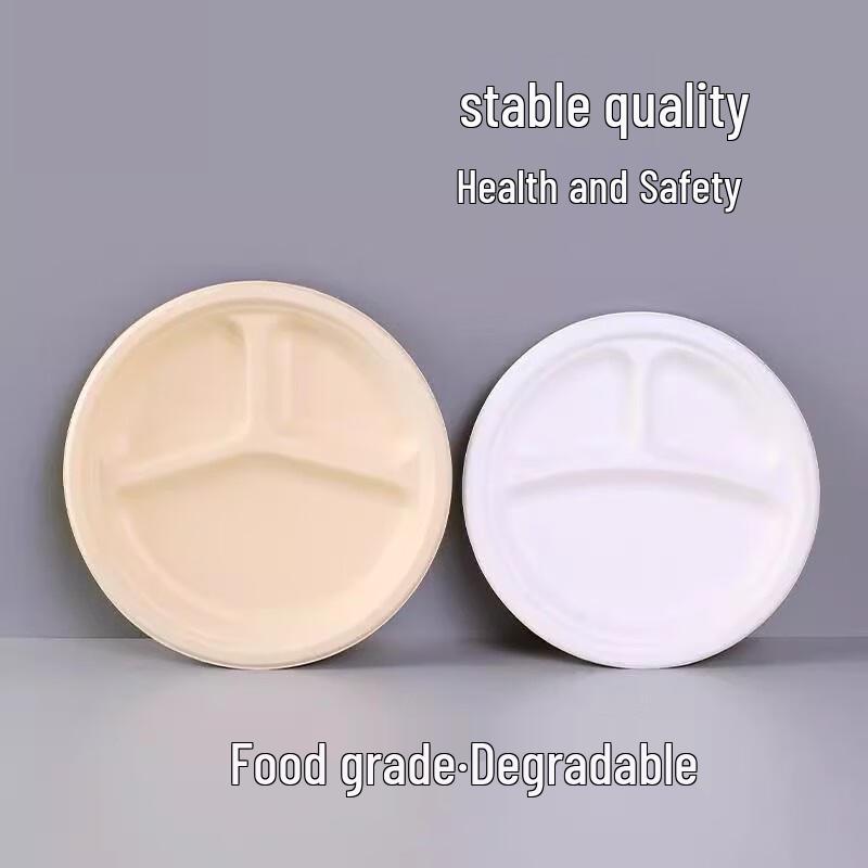 AVADEN 9-inch White 3-Compartment Disposable Paper Plates