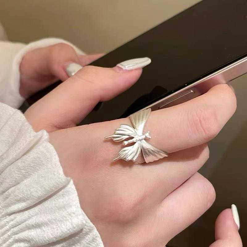 Korean Version Plain Ring Irregular 925 Sterling Silver Versatile Ring Women's Niche Ins Style Design Non-fading Combination Ring