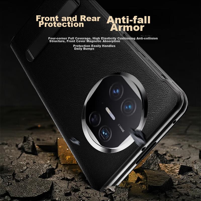 Leather Phone Case for Huawei Mate X5, X5 Collector's Edition Full Protection Shockproof Huawei Foldable Screen Case with Flip Smart View Window,