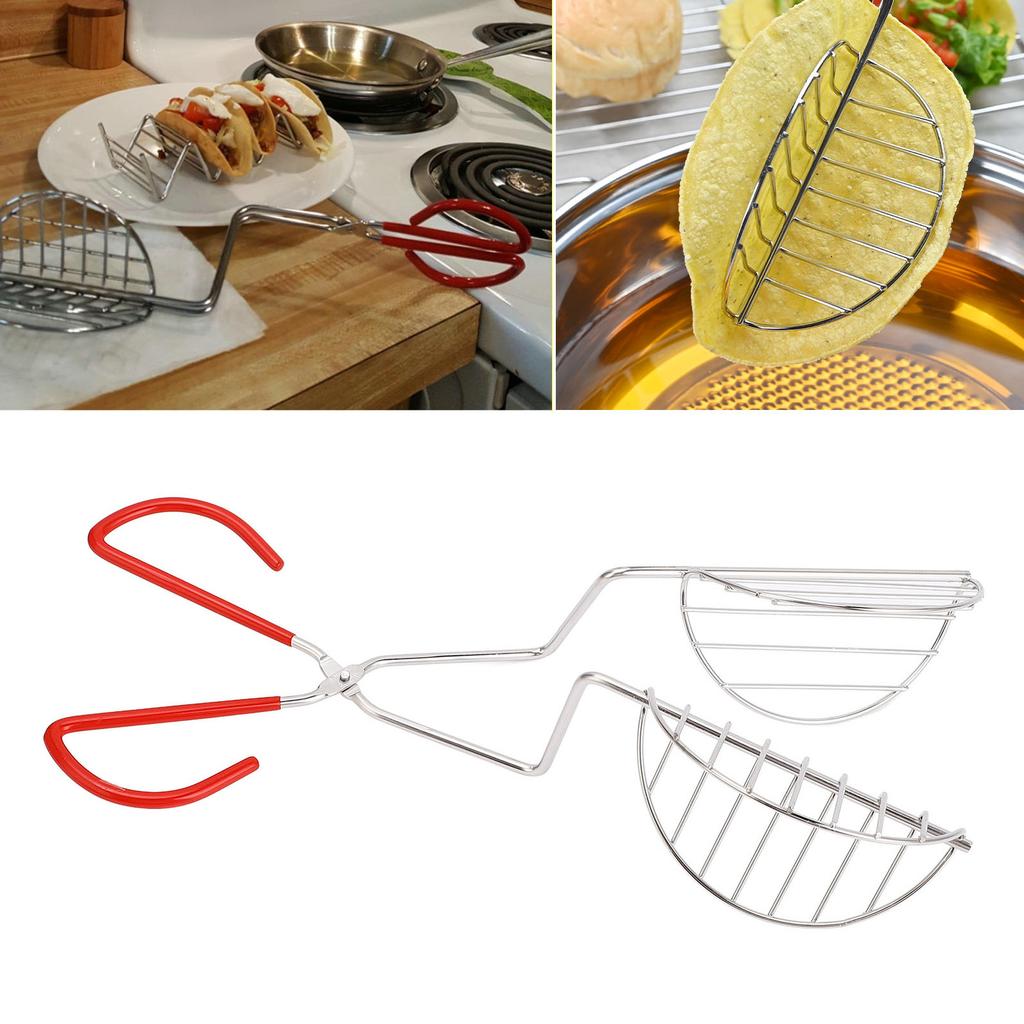 Щипцы для тако из нержавеющей стали V-образной формы для хрустящей глубокой жарки кухонный инструмент с длинной ручкой щипцы для жарки тако