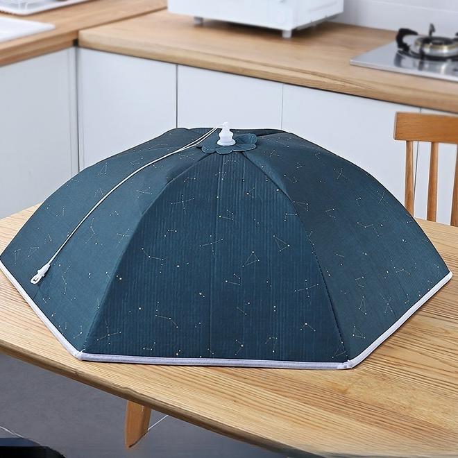 Изолированный синий узор звездного неба, зимний складной чехол для овощей, круглый большой колпачок, чехол для овощей, чехол для еды, пылезащитный чехол для домашнего обеденного стола