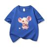 Kids Cotton T Shirt Little Mouse With Daisy Flower Print Crew Neck Short Sleeve Tee Casual Boys Girls Summer Tops