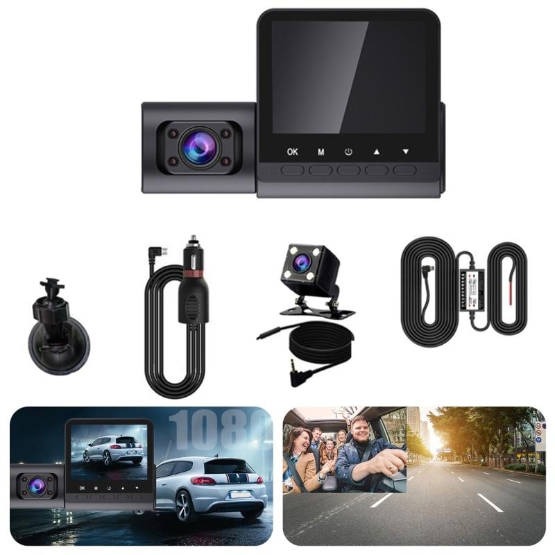 Мини DVR 3-канальный 2,4-дюймовый Видеорегистратор для автомобиля Full HD Авторегистратор Видеокамера DashCam