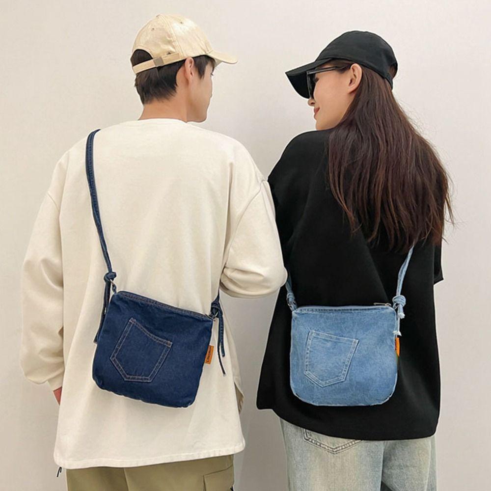 Y2K Vintage Handbag Street Style Solid Crossbody Bag Casual Denim Canvas Bag Travel