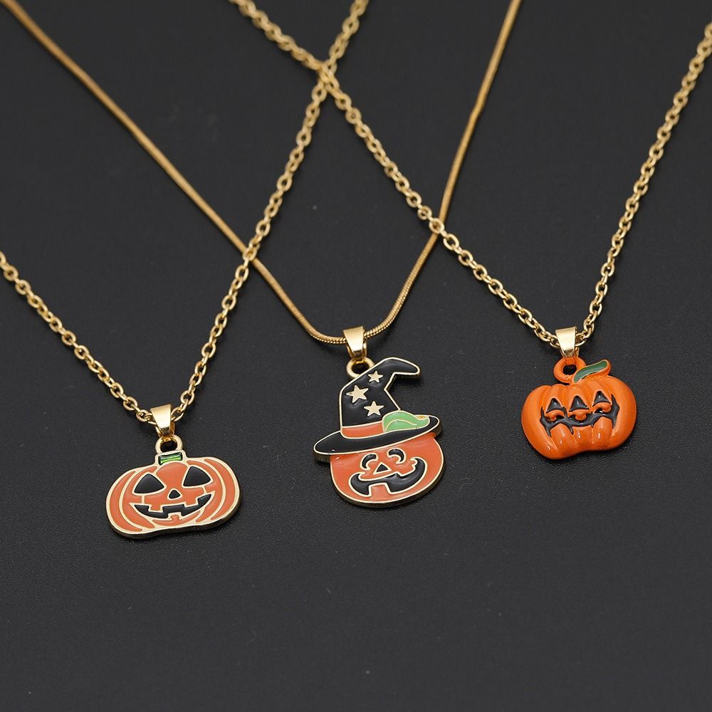 Trendy Pumpkin Pendants Earrings Dripping Oil Jewelry set Halloween Jewelry Accessories
