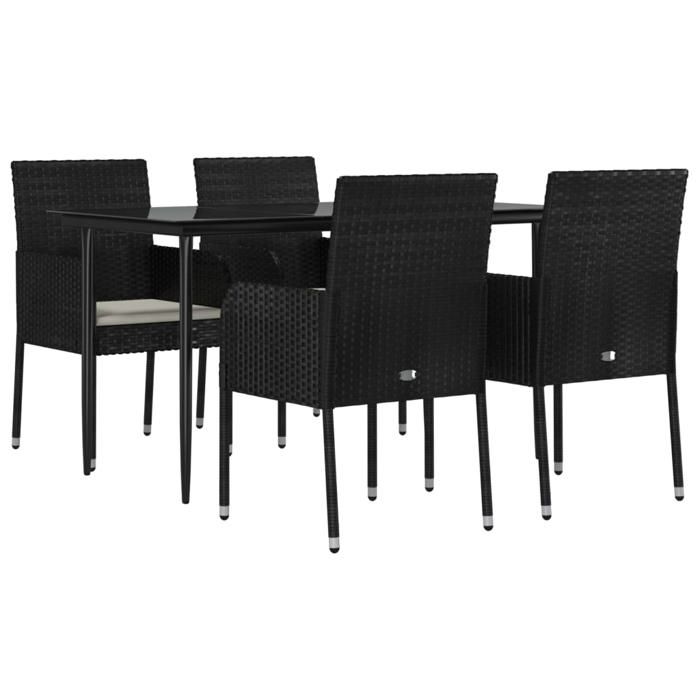 VidaXL Garden Dining Furniture and Cushions 5pcs Black Wicker 3185145