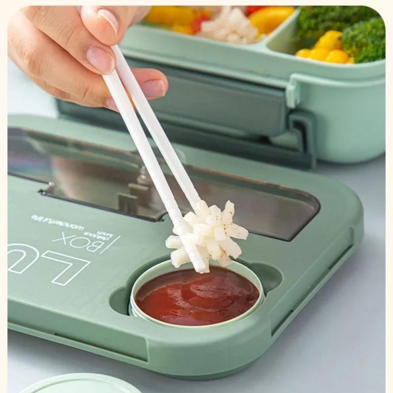 Compartment 1300ML Portable Lunch Box Kids Students Office Bento Box With Fork and Spoon Microwave Food Storage Container