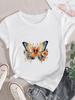 (Asian Size) Women Butterfly Trend Style Short Sleeve Fashion Tee Top Clothing Print Lady Casual Tshirt Female Graphic T-shirts