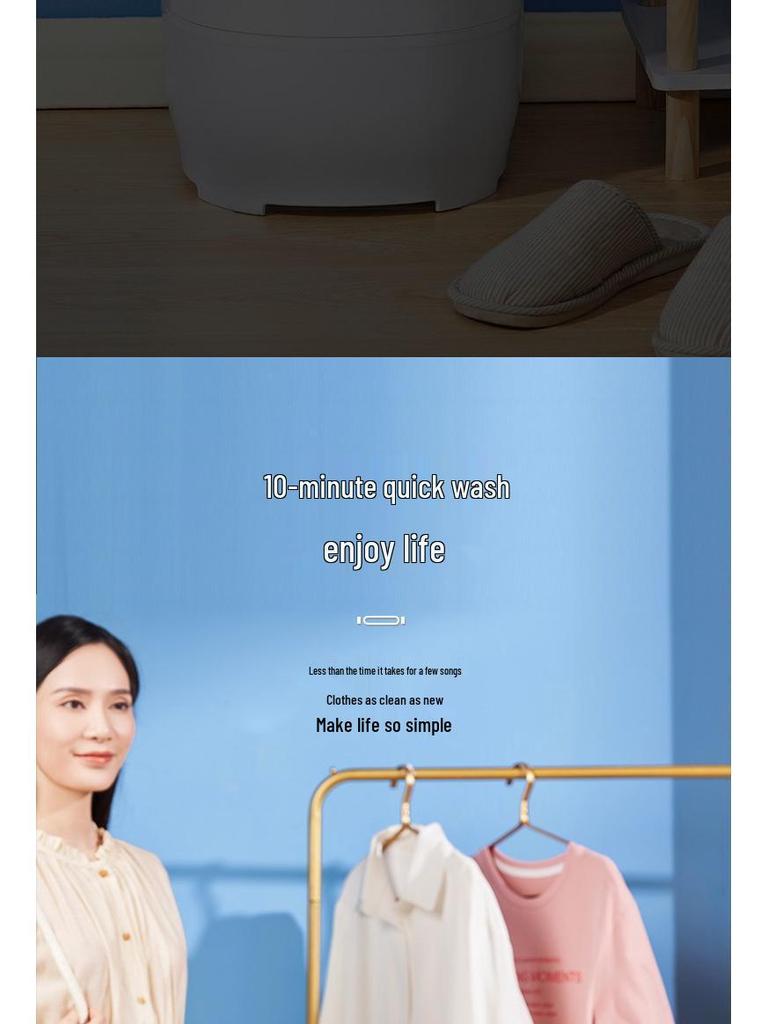 Компактная полуавтоматическая мини-стиральная машина с синим светом и функцией отжима