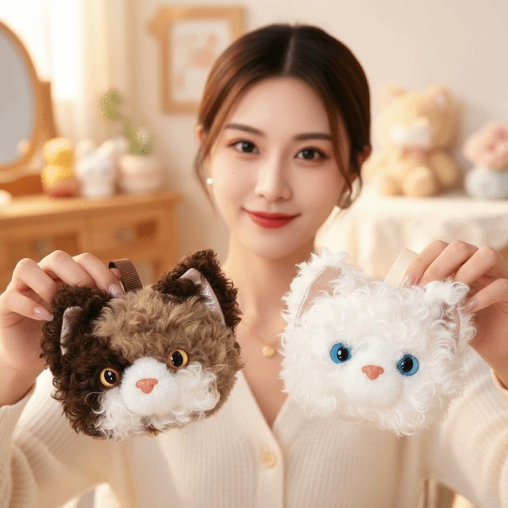 Soft Cat Key Chain Curly Fur Plush Bag Pendant Backpack Ornament Kitten Key Ring Teens