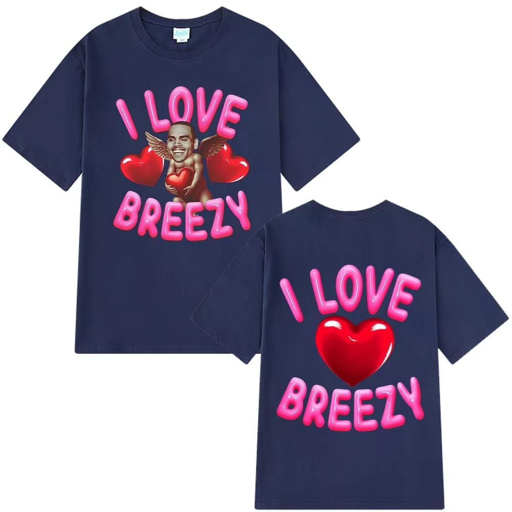 Rapper Chris Brown I Love Breezy Bowl XX Tour Tshirt Unisexs Women Fashion Hip Hop T Shirts Oversized Cotton Casual Tshirts Tops