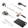 KZM Chef Kitchen Tool Set, Kitchen Utensils Set with Knife, Scissors, Ladle, Cutting Board, Rice Paddle, and Spatula, Perfect for Camping and Outdoors