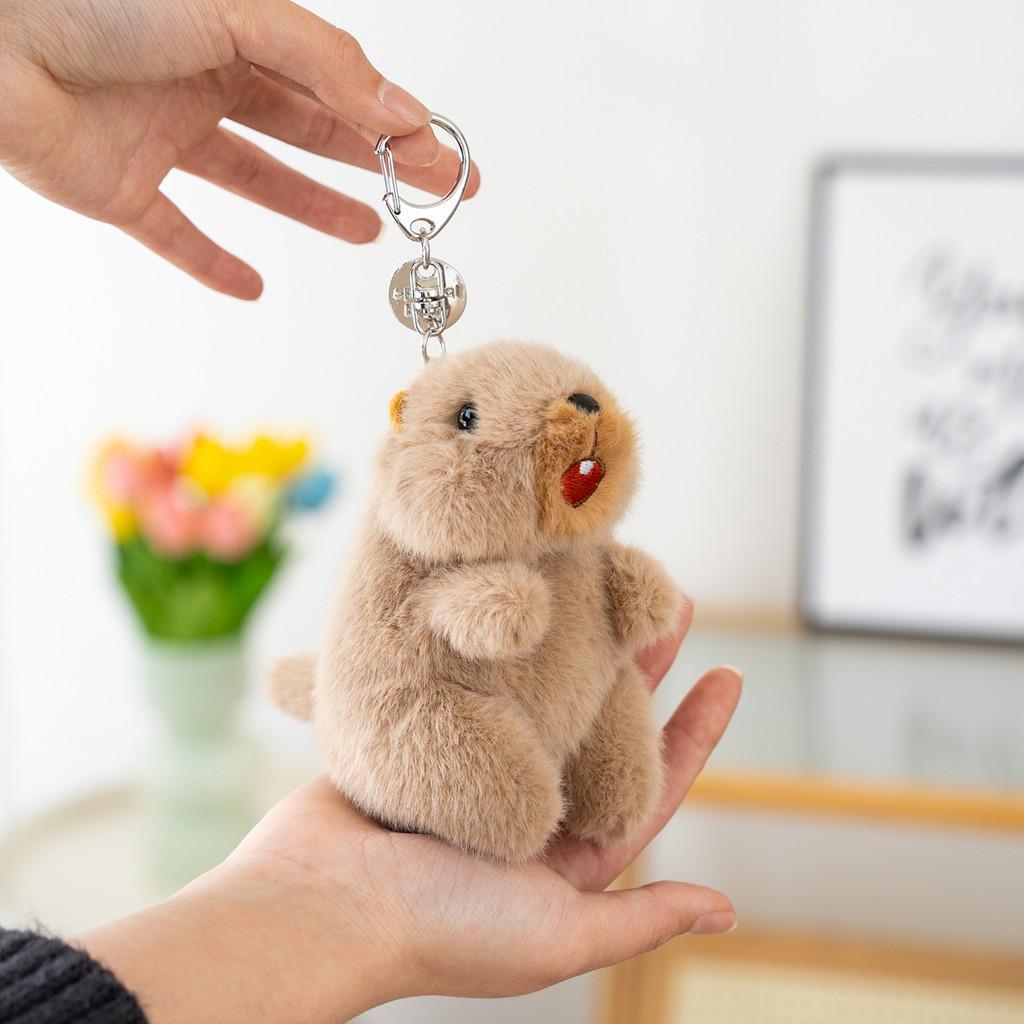 Plush Marmota Key Chain Pendant With Sound For Backpack Decoration And Gift Idea
