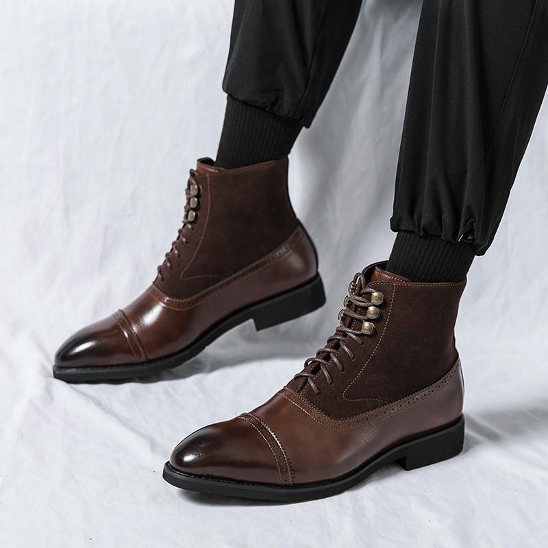 Модные мужские ботильоны-броги зеленые черные модные классические ретро короткие ботинки Brock мужские Zapatos Hombre D489