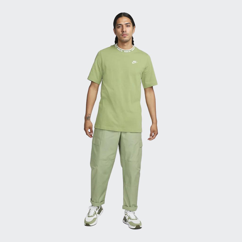 Nike Клубная футболка с логотипом и буквенным принтом, американская винтажная футболка с коротким рукавом и круглым вырезом, мужские топы, маслянисто-зеленый FB7310-386