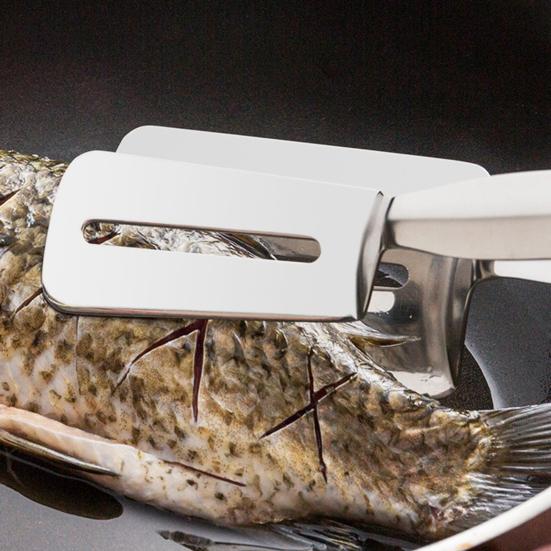 Stainless Steel Food Clip Hollow Long Anti-slip Handle Anti-scald Multifunctional Steak Meat Fish Frying Barbecue Serving Clamp Tong Spatula