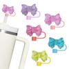 Cute Bow 10Mm Straw Cap Covers For Stanley Tumbler Cup Accessories Silicone Straw Cap Reusable Dust-Proof Straw Tip Protection