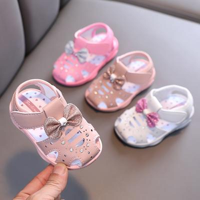 Летняя прогулочная обувь для девочек 1-2-3 лет, нескользящие дышащие детские сандалии