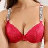 Women Bra Floral Lace Rhinestone Letter Straps Underwire Bras Sexy Comfy Lingerie B Cup