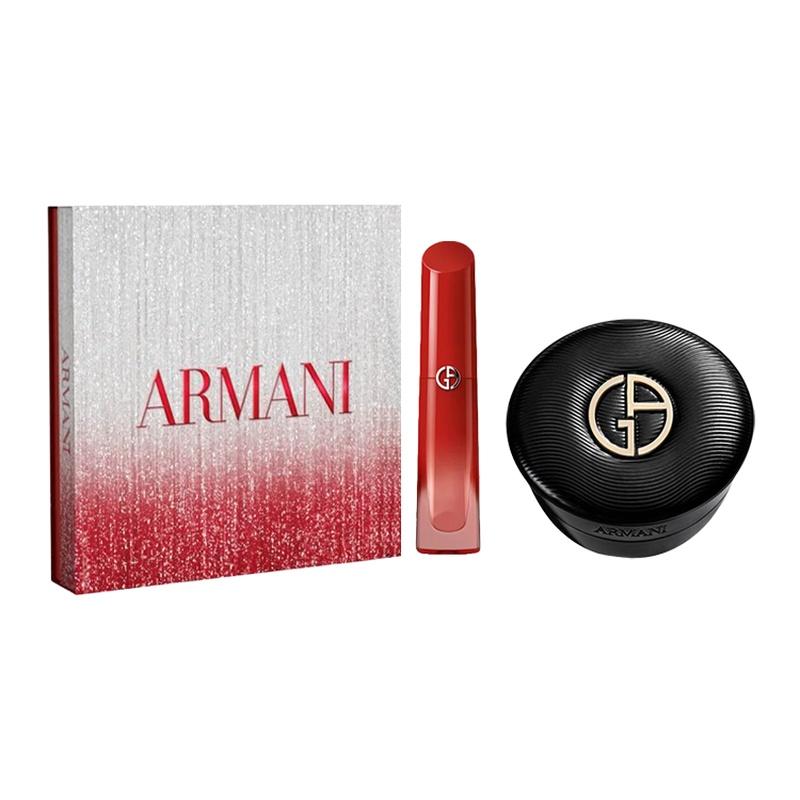 Набор макияжа Armani Cushion Lip Glaze 2025 Рождественский лимитированный подарочный набор Легко наносится Цвет 4 мл + 14 г