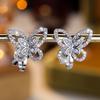 Fashion Small Butterfly Clip Earrings for Women No Ear Hole Silver Color Pink Zircon Wedding Earrings Jewelry No Piercing