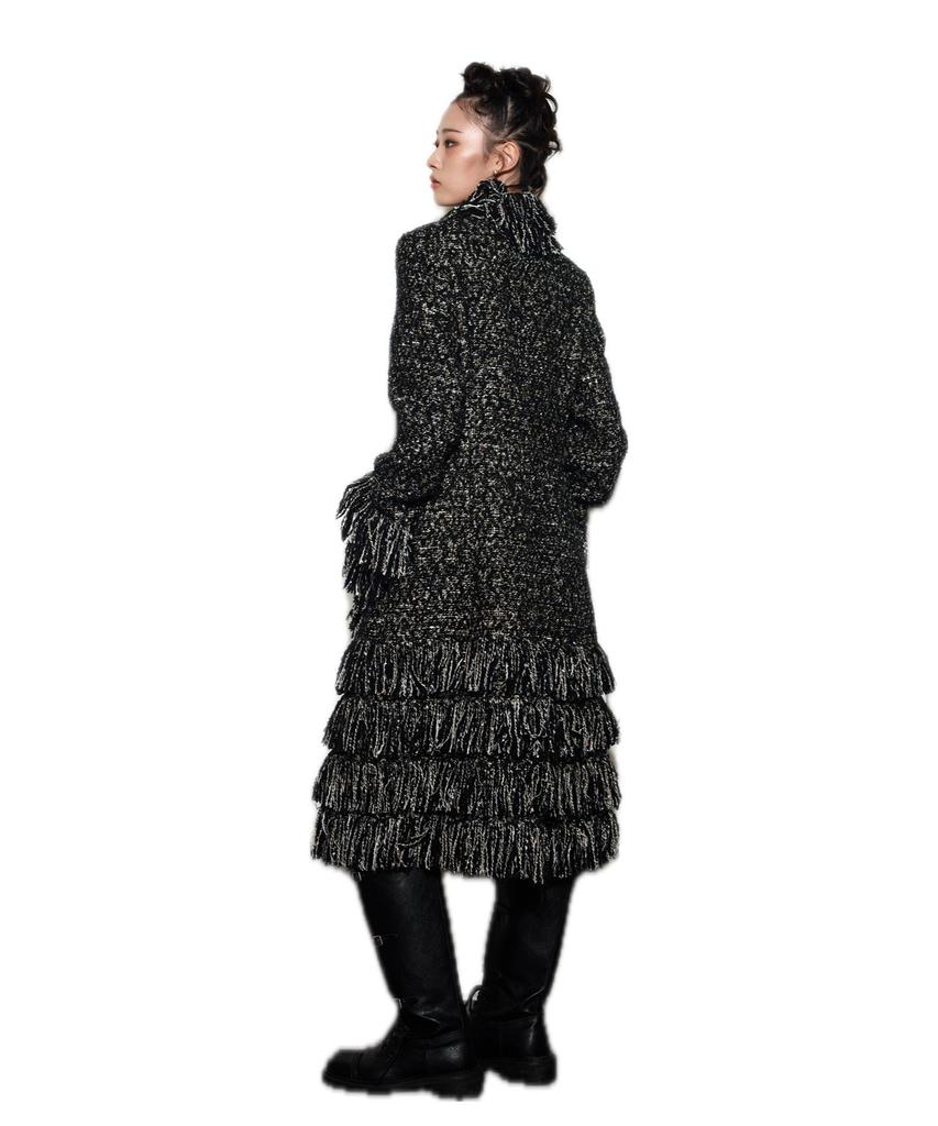 GREEDILOUS Multi Toned Tweed Maxi Coat