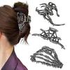 Хэллоуин Заколка для волос Черная Паутина Скелет Рука Форма Летучей мыши Зажим для волос Нескользящие зубцы Затылок Акула Зажим для волос Аксессуар для укладки