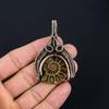 Amazing Ammonite Fossil Gemstone Handmade Pure Copper Wire Wrapped Pendant Jewelry