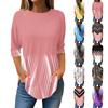 Women's Loose Round Neck Print 3/4 Sleeve T-Shirt Top Pullover