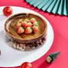 Стеклянный лоток для хранения продуктов с фруктами и деревянной крышкой, органайзер для орехов, конфет, фруктов для журнального столика, миска для сухофруктов, кухонное хранение