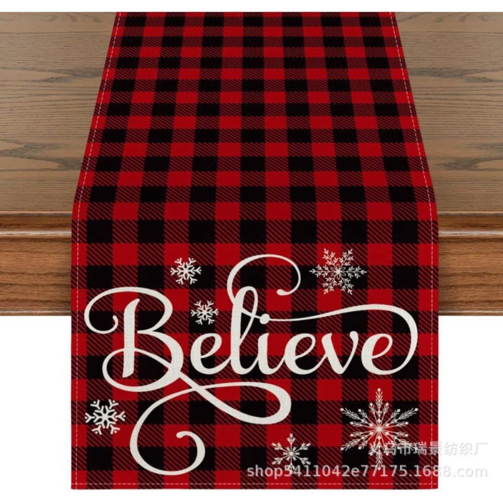 Праздничная скатерть-дорожка Рождественское украшение Принт Льняная настольная салфетка Маленькая накидка на обеденный стол