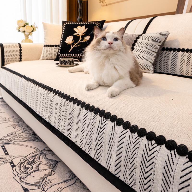 Premium Sense Medieval Sofa Cushion  New Four-Season Universal Chenille Seat Cushion Fixed Non-Slip Cover Cover Cloth