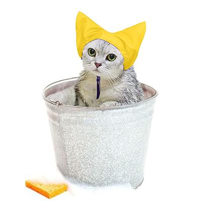 Yousheng Шапочка для душа кошки, регулируемая, водонепроницаемая, с защитой для ушей, для мытья, купания, защиты от дождя