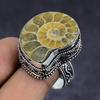 Ammonite Fossil Handmade 925 Sterling Silver Jewelry Ring Size 10 y9J62