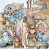 Cute Matte Frosted Teddy Bear & Rainbow Aluminum Balloons for Kids' First Birthday Decorations