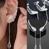 1Pc Women Angel Wing Rhinestone Tassel Dangle Stud Earring Ear Clip Jewelry Gift