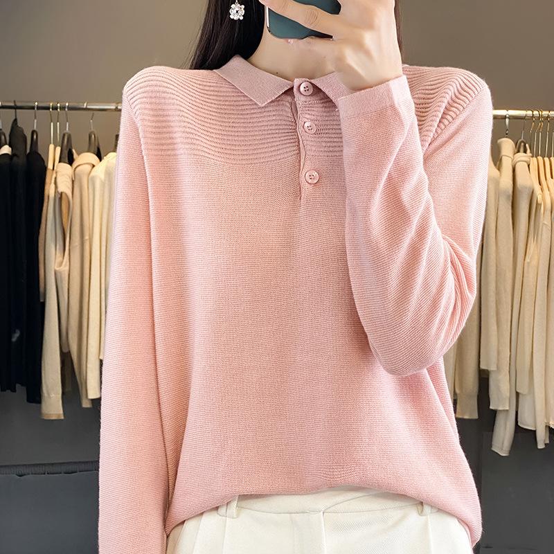 Осенние и зимние женские топы, трикотаж, рубашки поло, трикотаж с длинными рукавами