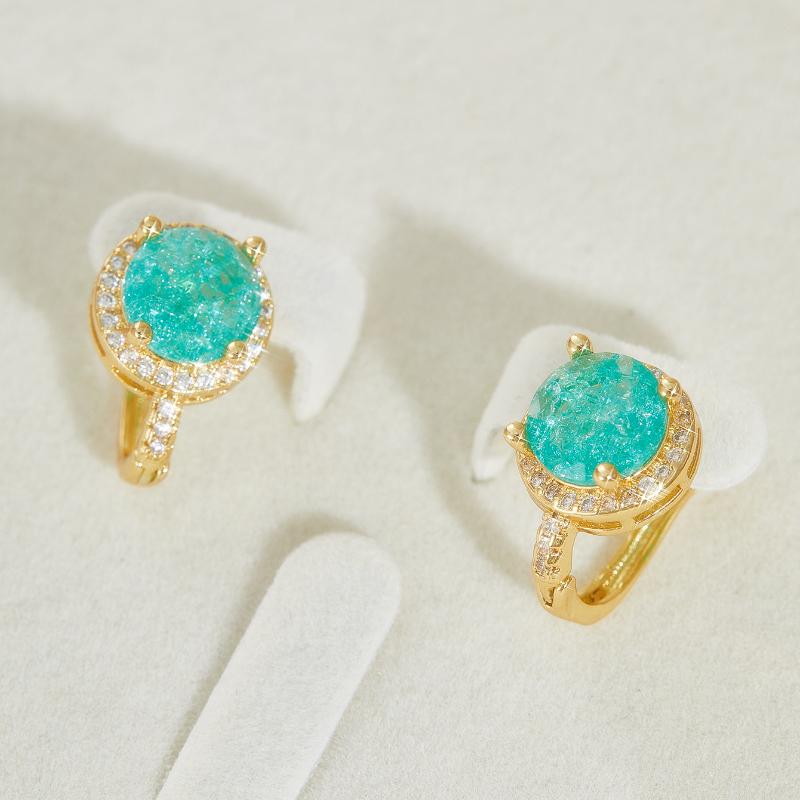 Charming Cute Exquisite Green Zircon Round Earrings for Women Vintage Fashion Minimalist Wedding Zircon Bridal Accessories