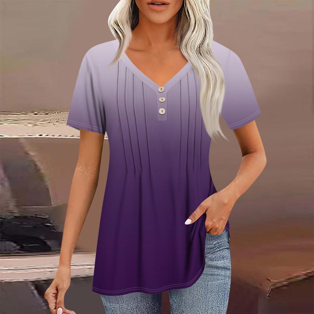 Женские рубашки с короткими рукавами, топы, элегантные повседневные рубашки, топы с V-образным вырезом и плиссировкой