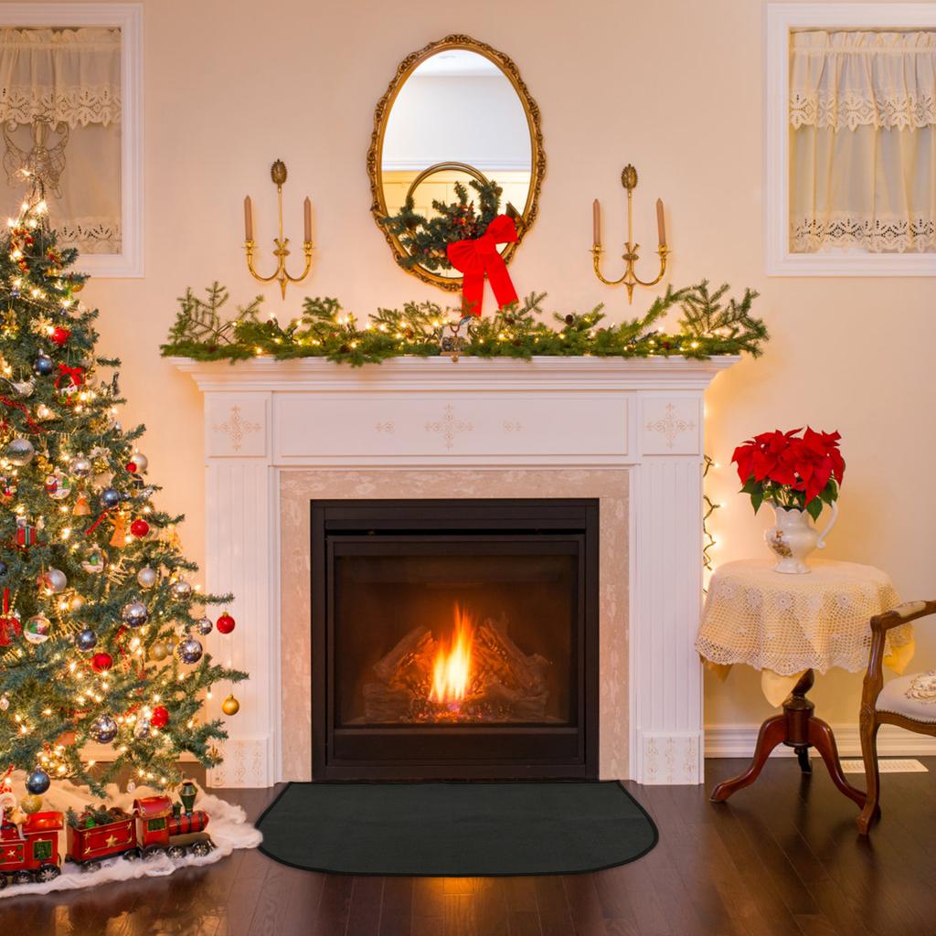 Огнеупорный коврик для камина, коврик для кострища, полукруглый огнеупорный коврик для камина, противоскользящий коврик для зоны, устойчивая подкладка для улицы, помещения, кухни