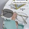 Fashionable Photochromic Myopia Glasses for Men Women Vintage Metal HD Lens Short Sighted Eyeglasses Finished Optical Eyewear