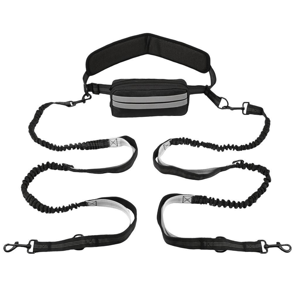 Поводок для собак Hands Free, светоотражающий поводок с поясной сумкой, выдвижной эластичный ремень, трос для тяги собак, для бега, прогулок, товаров для домашних животных
